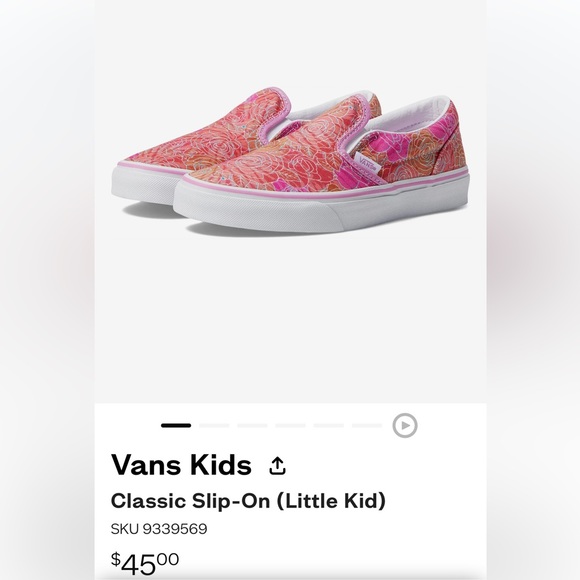 VANS Slip-On V Toddler Sneakers - Rose Camo Pink Floral Size 8.5 & 10.5 - Picture 11 of 14